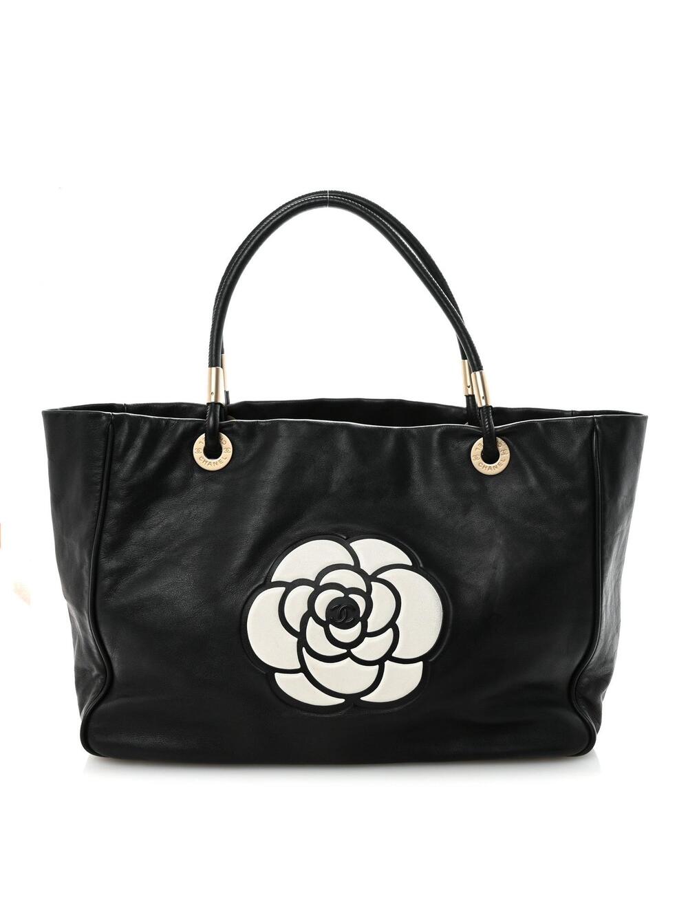 Chanel Lambskin Camellia Tote Black #344487C14B